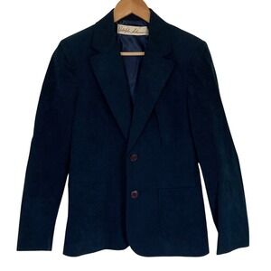 Adolph Schuman Womans Ultra Suede Deep Blue‎ Blazer Size Small Vintage Classic